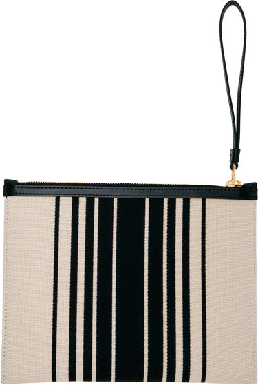 Tegnebog Tom Ford TOM FORD Striped Canvas Wristlet Pouch Beige | S0522-TCN056G, 1