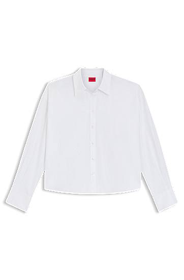 Skjorte BOSS Regular-Fit Cotton Poplin Blouse Hvid | 50550548, 0