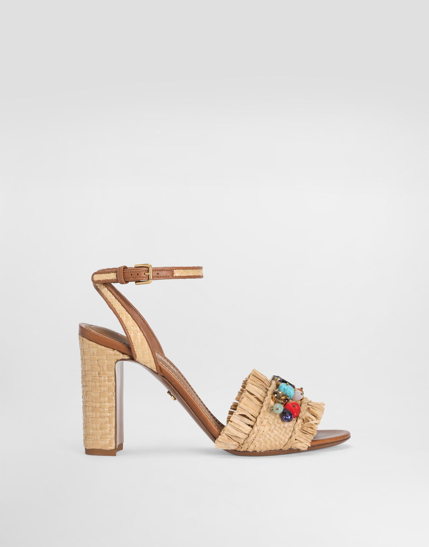 Tilbehør Dolce & Gabbana Dolce & Gabbana Frayed Raffia High-Heeled Sandals with Embellishments Beige | CR1890AM5548W059, 0