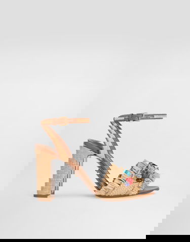 Tilbehør Dolce & Gabbana Dolce & Gabbana Frayed Raffia High-Heeled Sandals with Embellishments Beige | CR1890AM5548W059, 0