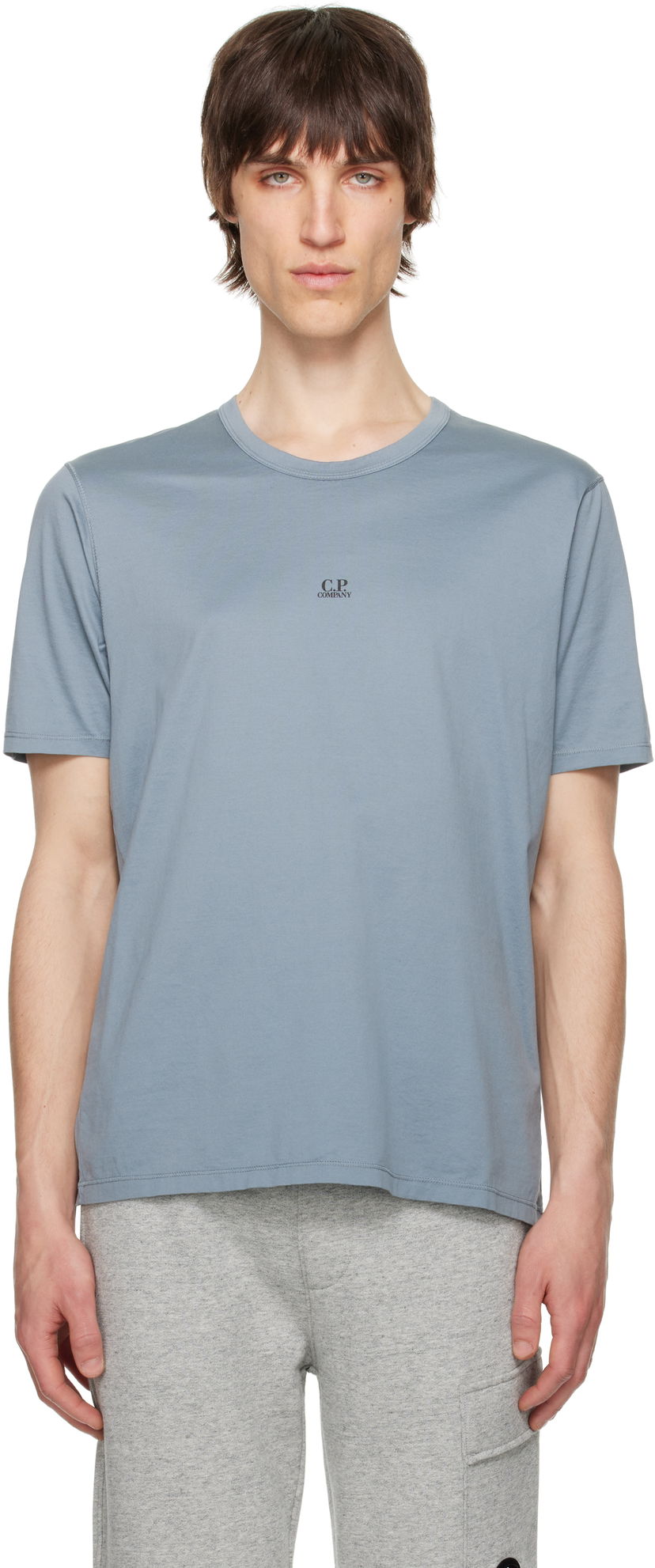 T-shirt C.P. Company C.P. Company Mercerized Jersey Logo T-Shirt Blå | 18CMTS088A-006374G