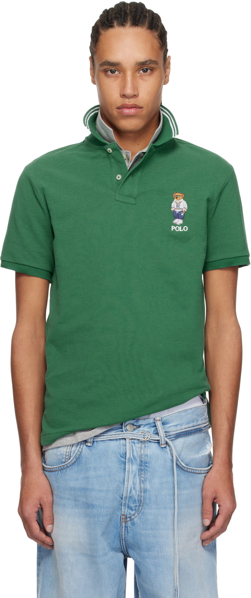 Polo skjorte Polo by Ralph Lauren Ralph Lauren Classic Fit Polo Bear Mesh Polo Grøn | 710963817001
