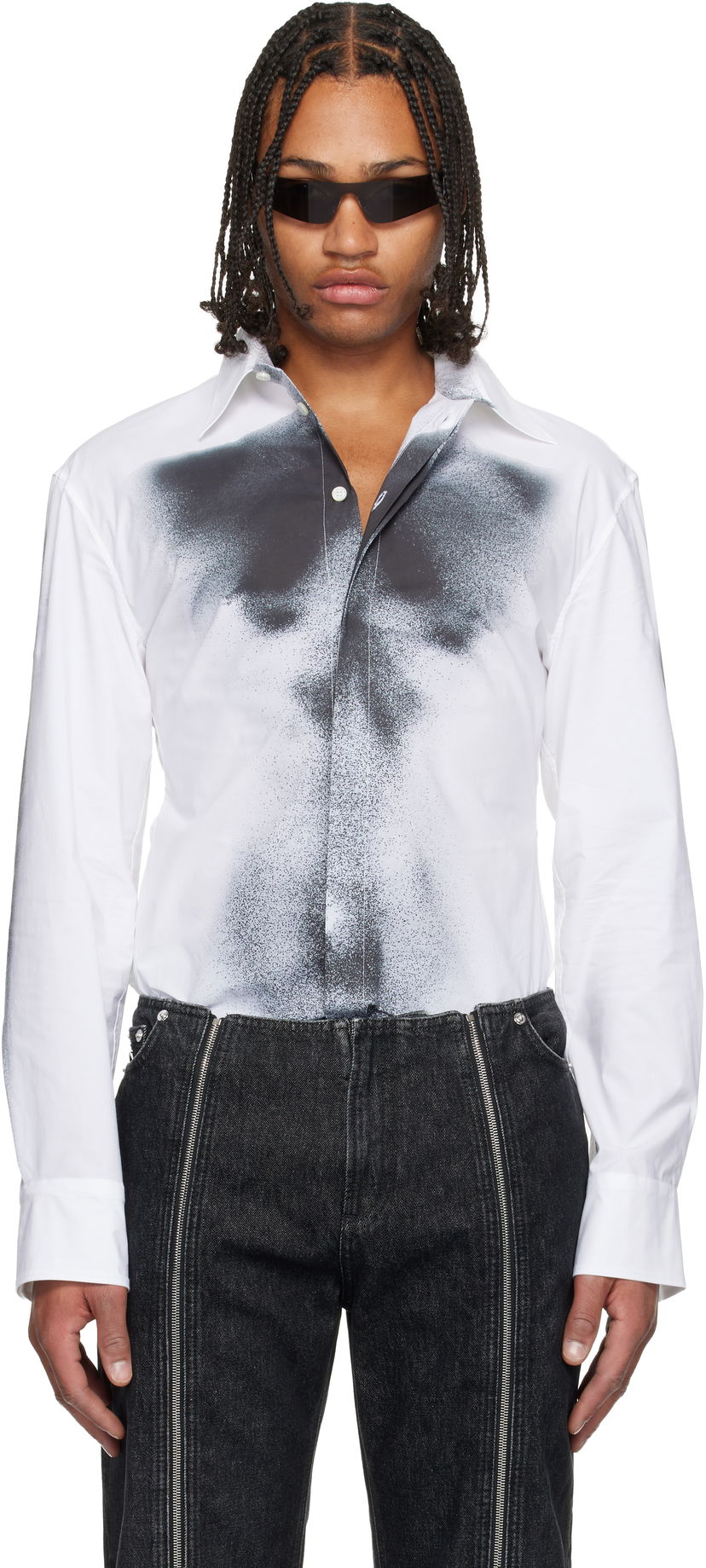 Skjorte Jean Paul Gaultier Jean Paul Gaultier Printed Body Dust Shirt Hvid | 25/04-W-ST041-C071-0100