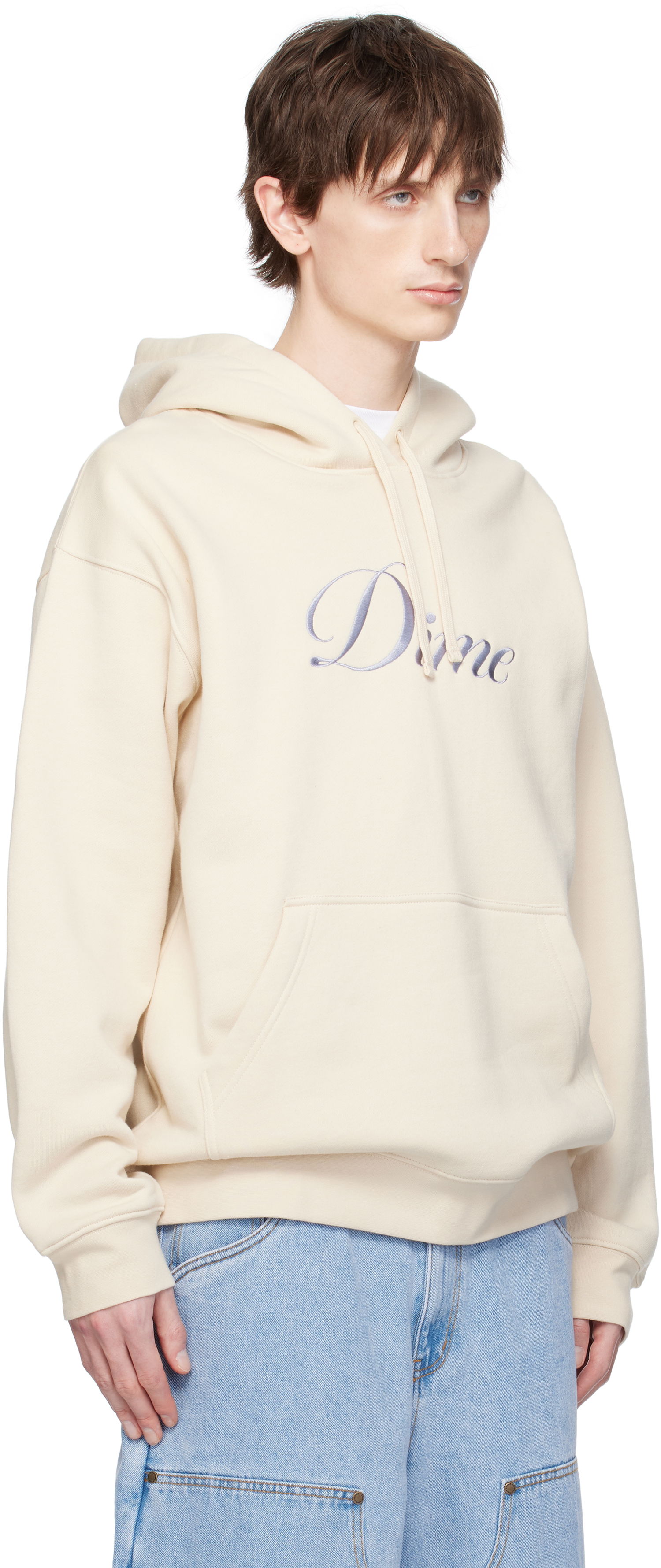 Sweatshirt Dime Dime Cursive Logo Hoodie Beige | DIMESP2544FOG, 1
