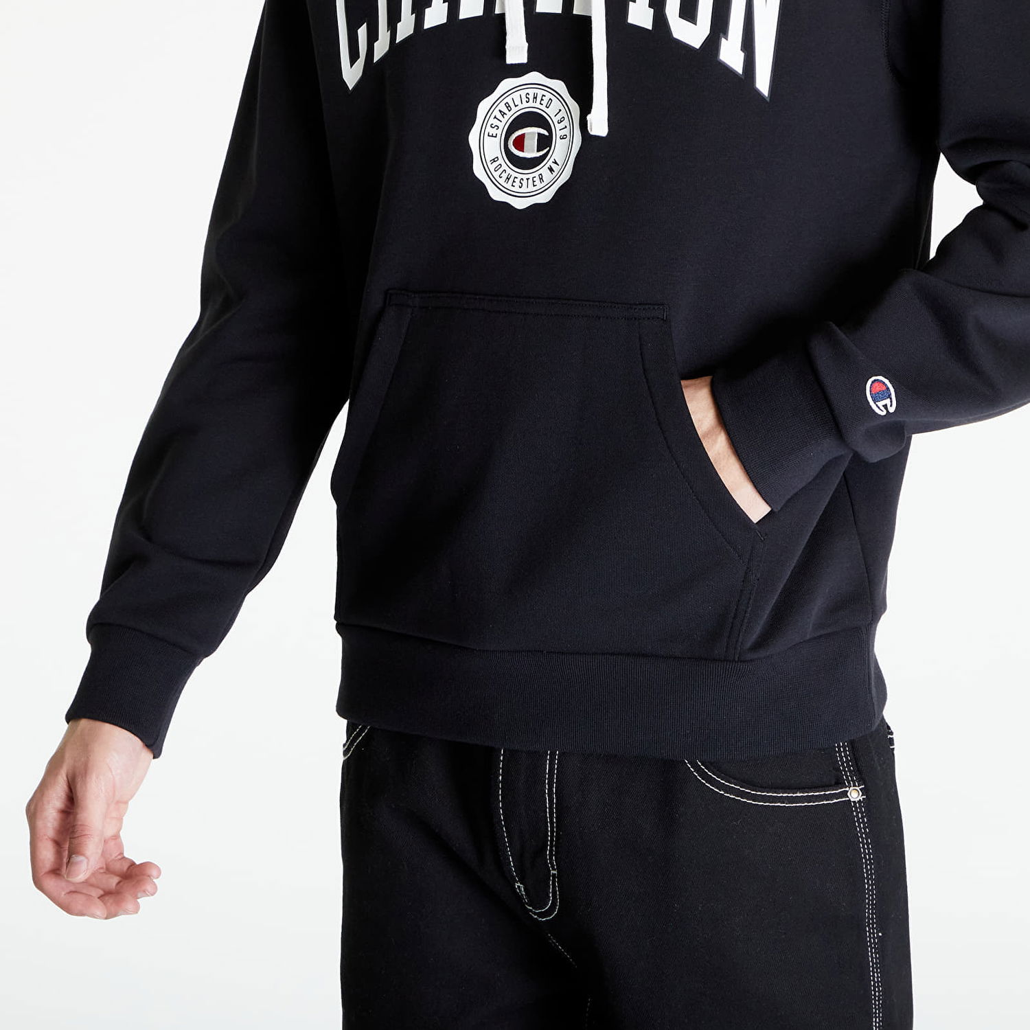 Sweatshirt Champion Hooded Sweatshirt Black Sort | 219830 CHA KK001, 1