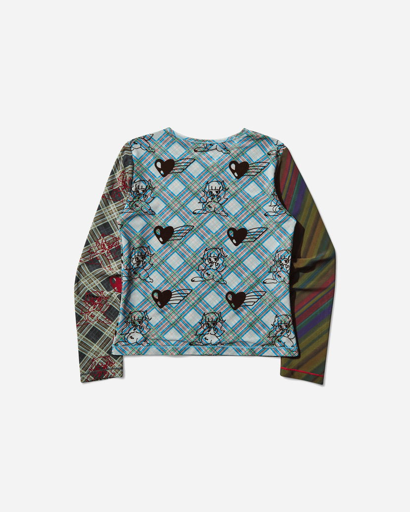 T-shirts og tank tops Chopova Lowena Bun Gal Flocked Mesh Longsleeve Top Flerfarvet | 2421 MLT