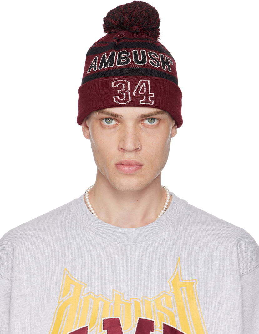Beanie Ambush Stadium Logo-Embroidered Beanie Rød | BMLC003F24KNI0012810