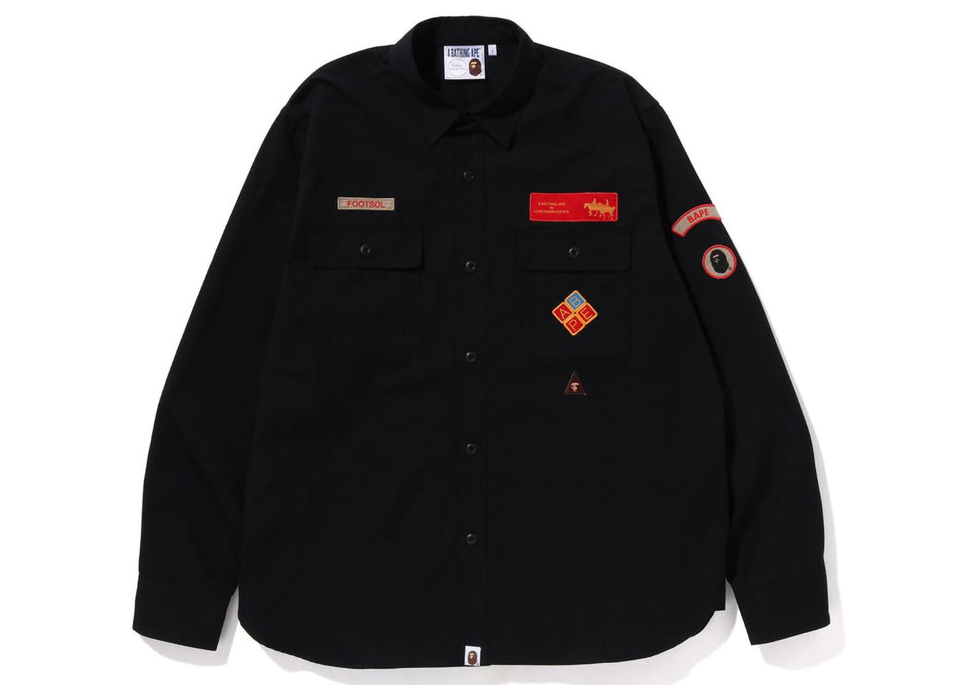 Skjorte BAPE Relaxed Fit Boyscout Shirt Sort | 1J30-131-001, 0