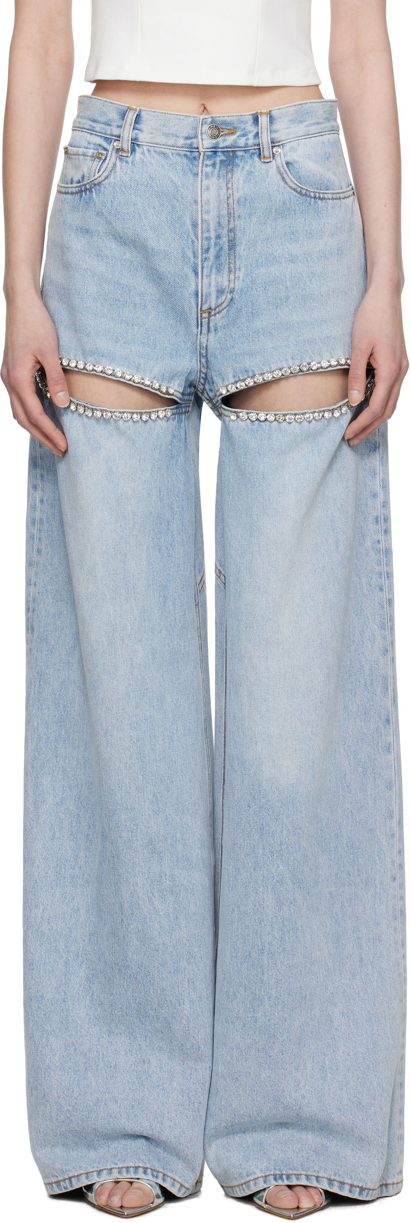 Jeans Area AREA Wide Leg Crystal Slit Jeans Blå | 0000P02213