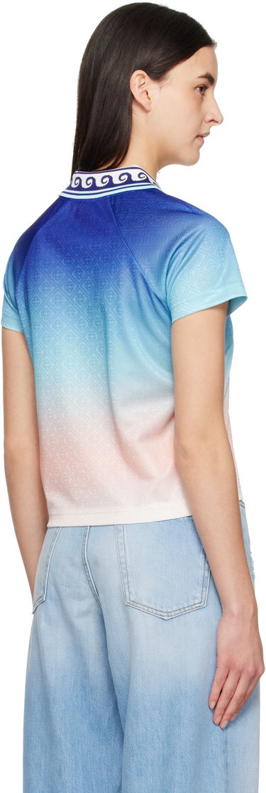 Polo skjorte Casablanca Casablanca Jacquard Monogram Football T-Shirt Blå | WPS25-JTP-302-02, 2