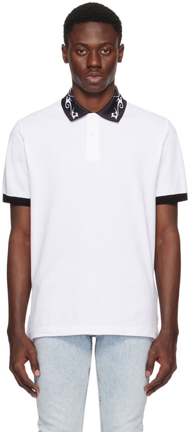 Polo skjorte Versace Jeans Couture White Printed Polo Hvid | E76GAGT08_ECJ01T