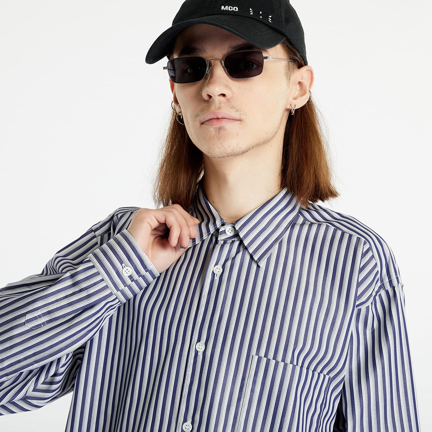 Skjorte Comme des Garçons Forever Mens Woven Shirt Mørkeblå | FZ-B220 Stripe 5, 0