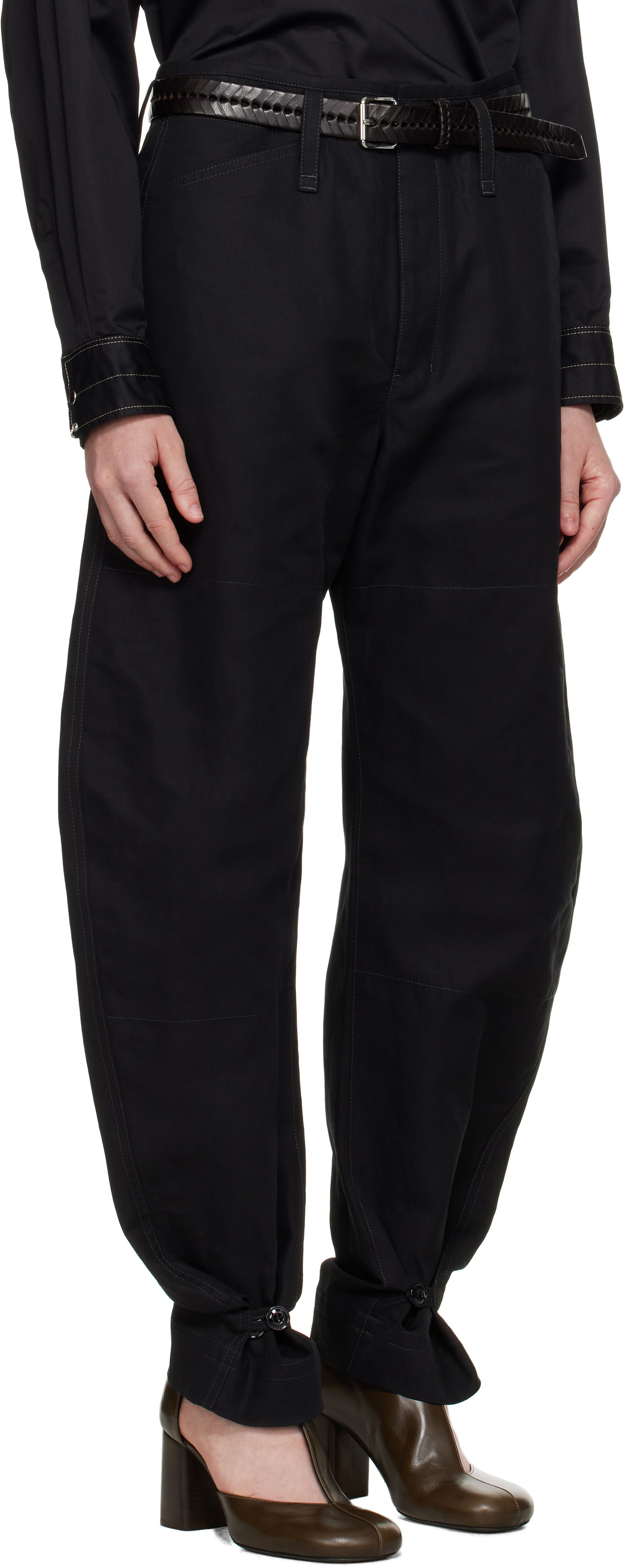 Bukser LEMAIRE Lemaire Tapered Tie-Hem Trousers Sort | PA1184 LF1350, 1