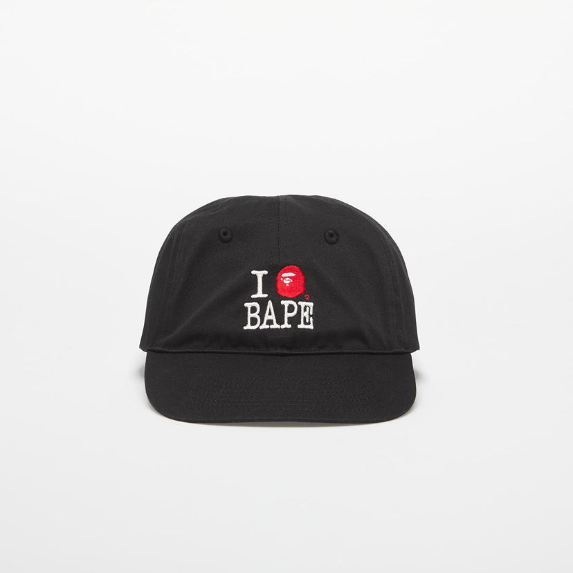 Kasket BAPE A BATHING APE Logo Cotton Twill Cap Sort | 001CPL301314MBLK