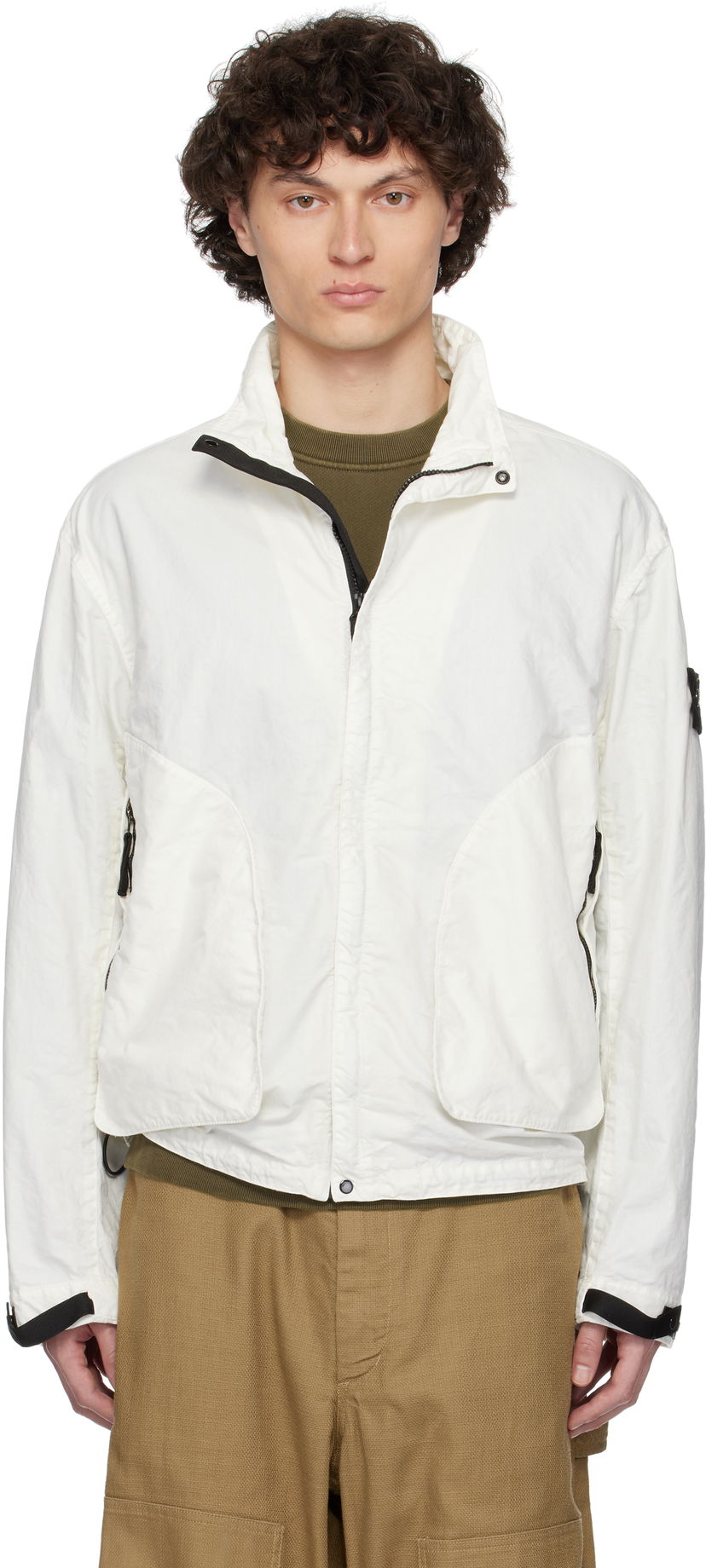 Vindjakke Stone Island Stone Island Organic Look Nylon Panama-TC Jacket Hvid | K1S15 4100067 S0069