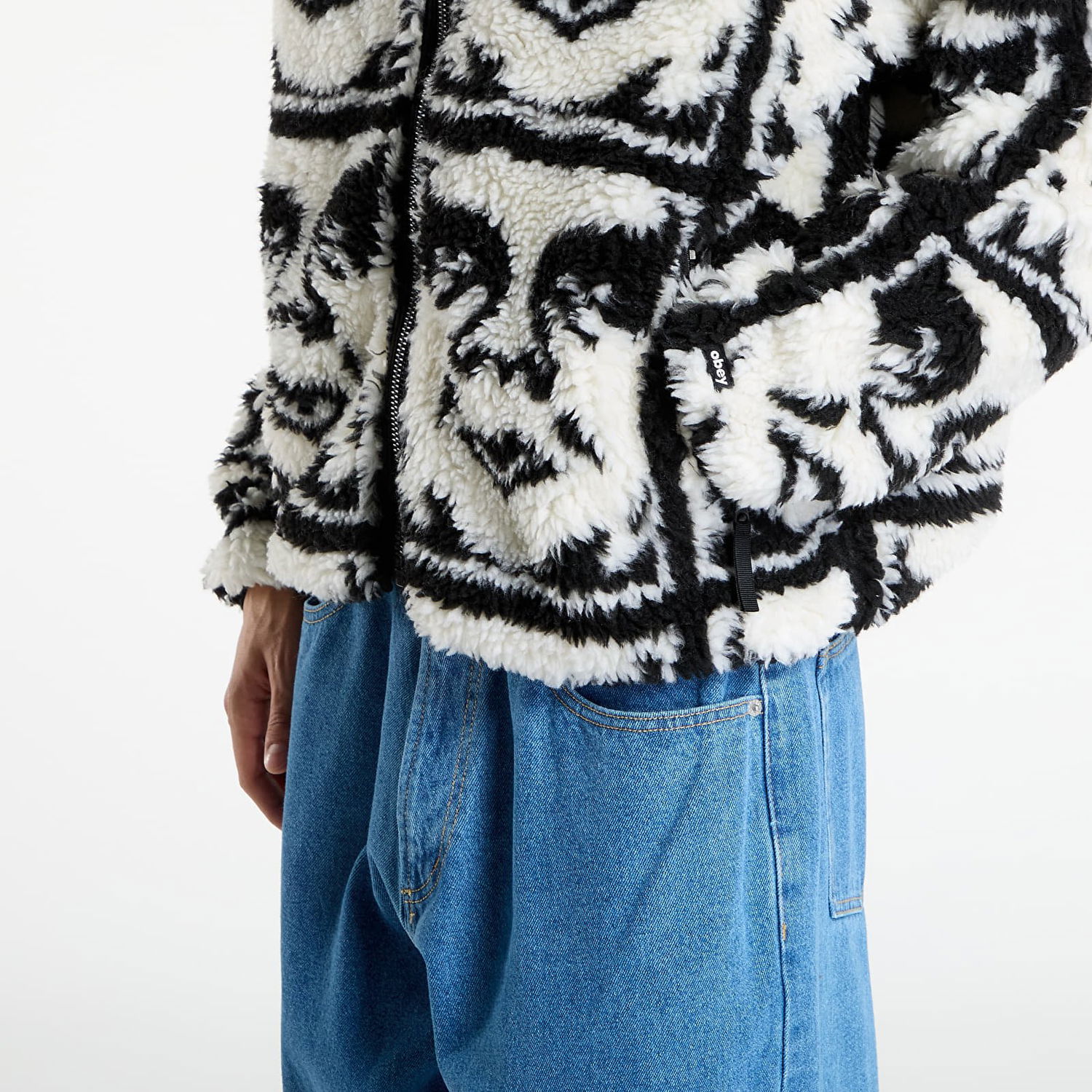 Jakke OBEY OBEY Repeated Icon Sherpa Jacket Flerfarvet | 121800608-BKM, 1