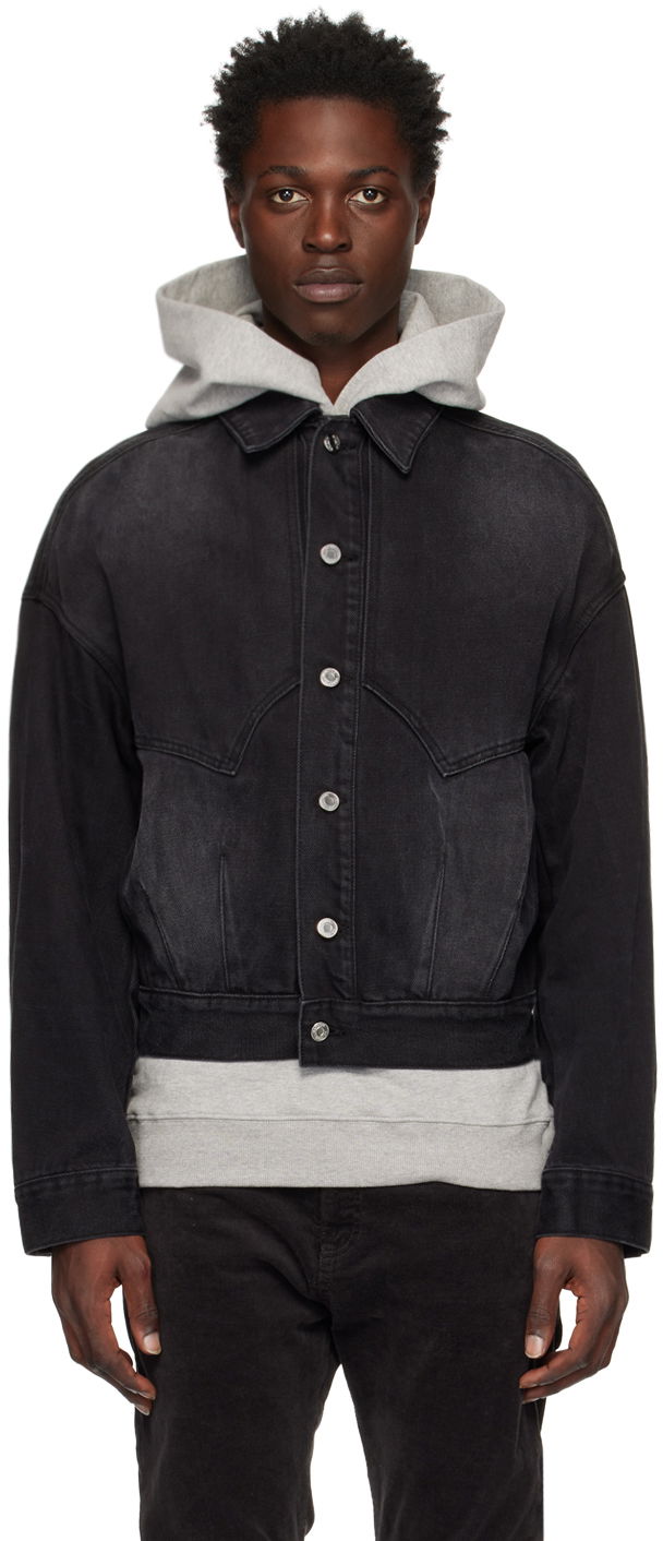 Jakke We11done We11done Relaxed-Fit Denim Jacket Sort | WD-DJ3-22-303-U-BK