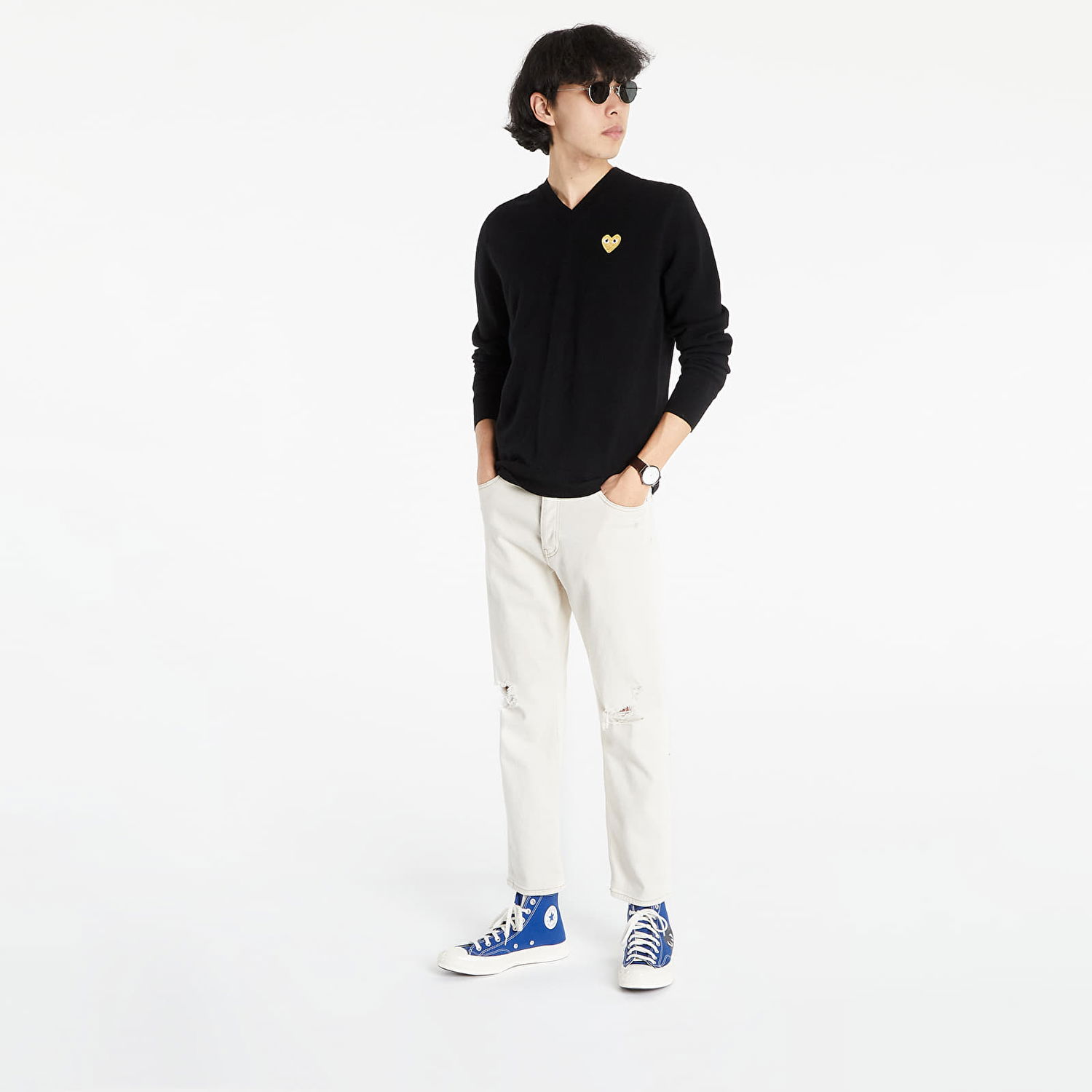 Sweater Comme des Garçons PLAY Knit Pullover Sort | AZN048 Black, 0