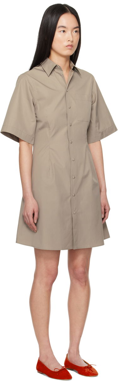 Kjole AMI AMI Paris Short Sleeve Shirt Minidress Beige | FDR162.CO0076, 1