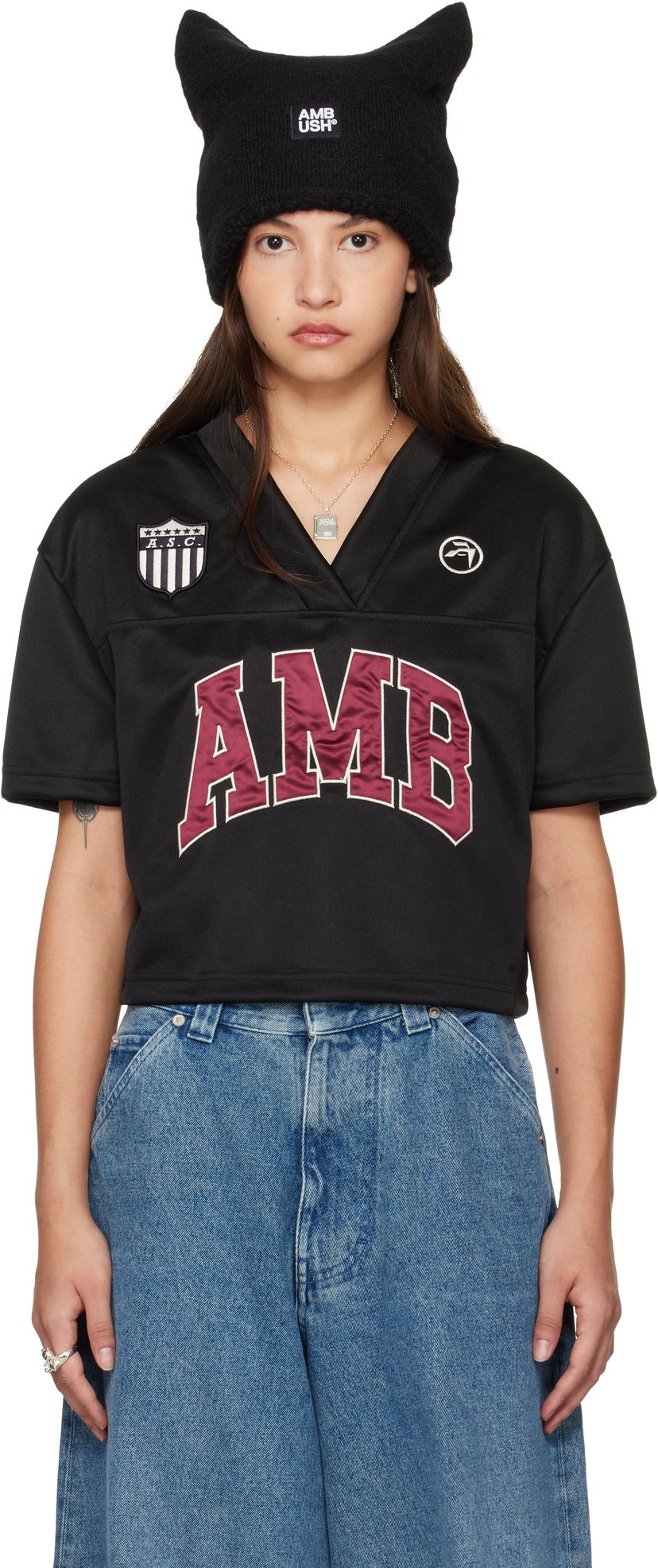 Crop top Ambush Crop T-Shirt Sort | BWBD002F24JER0011028
