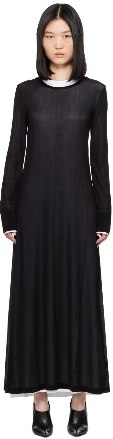Kjole Helmut Lang Double Layer Maxi Dress Sort | 005HW605