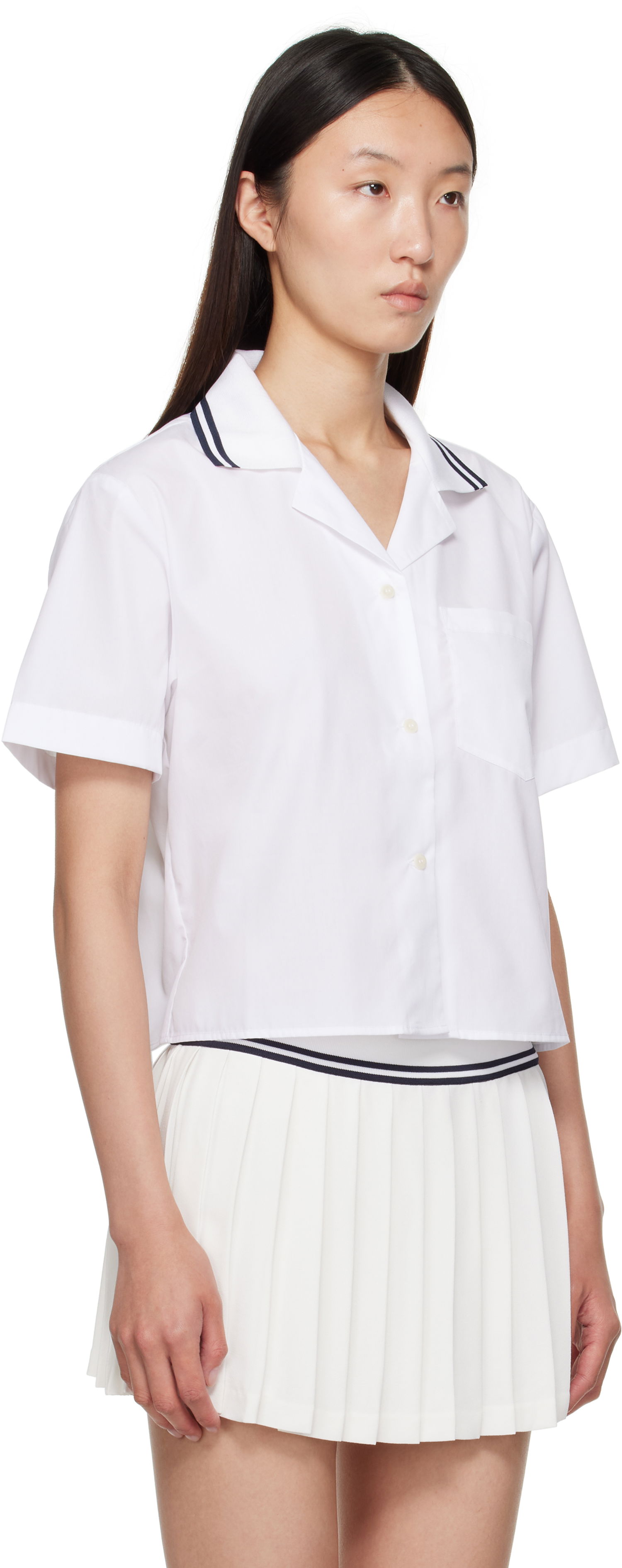 Skjorte Sporty & Rich Sporty & Rich 'SRC' Sailor Cropped Shirt Hvid | SI023602302WH01, 1