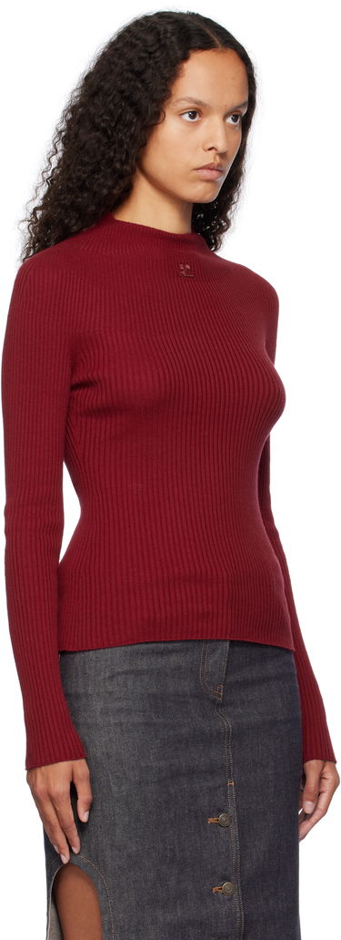 T-shirt Courrèges Long Sleeved Fitted Sweater Rød | 124MPU128FI0049, 3