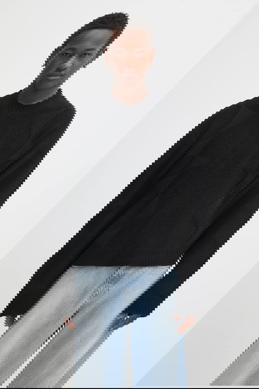Sweater HELIOT EMIL Textured Knit Crewneck Sweater Sort | PREAW25.M.07.063.BLK01., 0