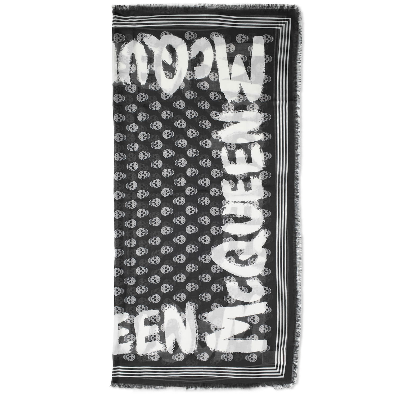 Tørklæde Alexander McQueen Graffiti Logo Skull Scarf Grå | 6611494418Q-1078, 0
