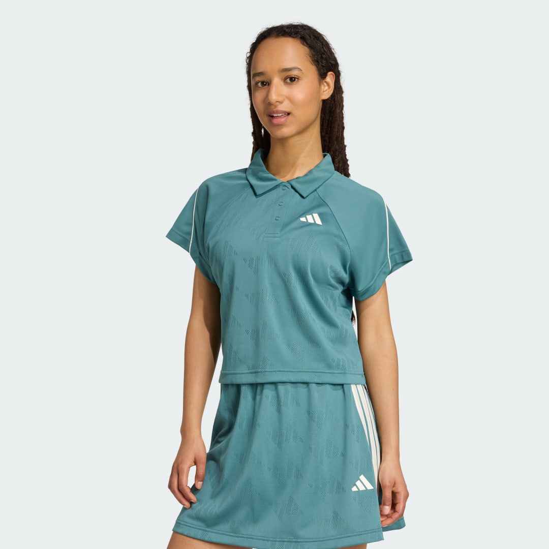 Polo skjorte adidas Performance Stadium 3-Stripes Tennis Inspired Jacquard Polo Tee Turkis | JY3424, 0