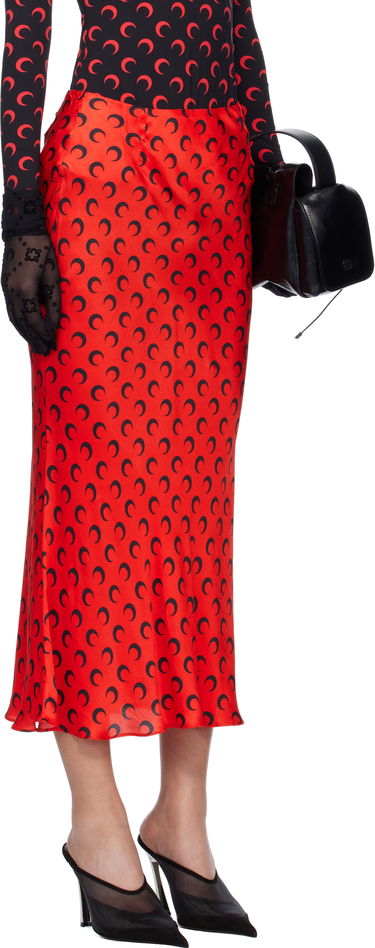 Nederdel Marine Serre Marine Serre Moon Print Satin Midi Skirt Rød | WSK070A CWOV0060, 1