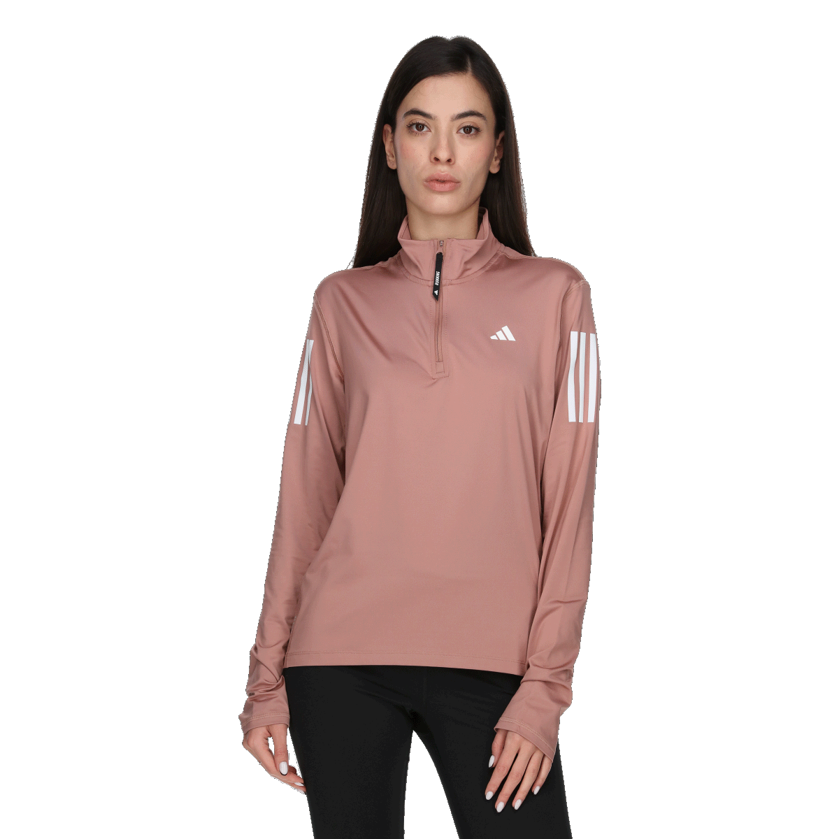 Sweatshirt adidas Originals Own the Run Long Sleeve Half-Zip Top Lyserød | JC7186, 0