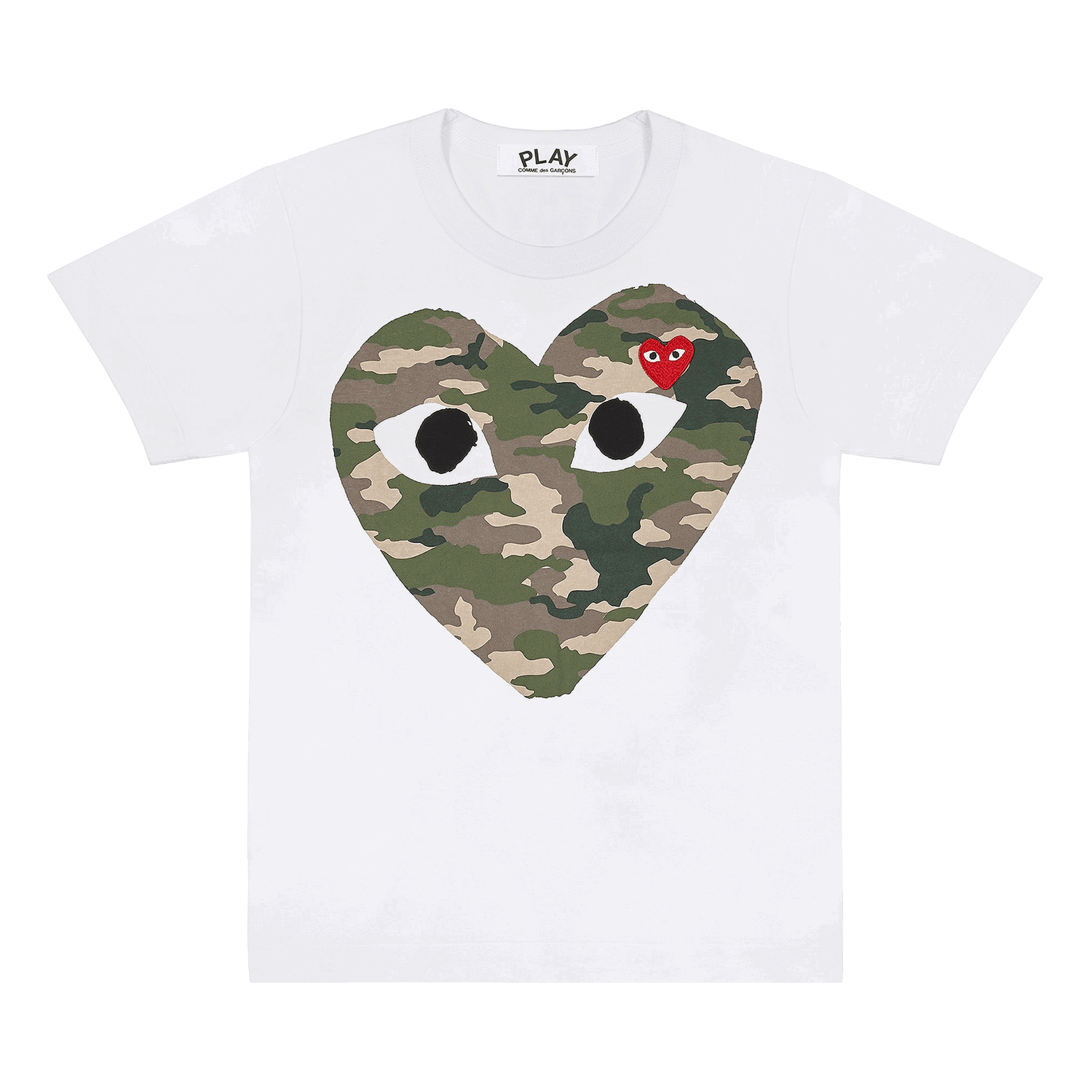 T-shirt Comme des Garçons PLAY Camouflage Heart T-Shirt Hvid | AZ T241 051 1, 0