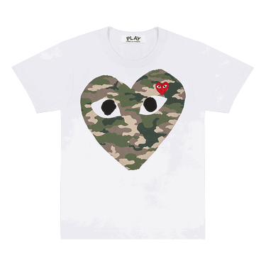 T-shirt Comme des Garçons PLAY Camouflage Heart T-Shirt Hvid | AZ T241 051 1, 0