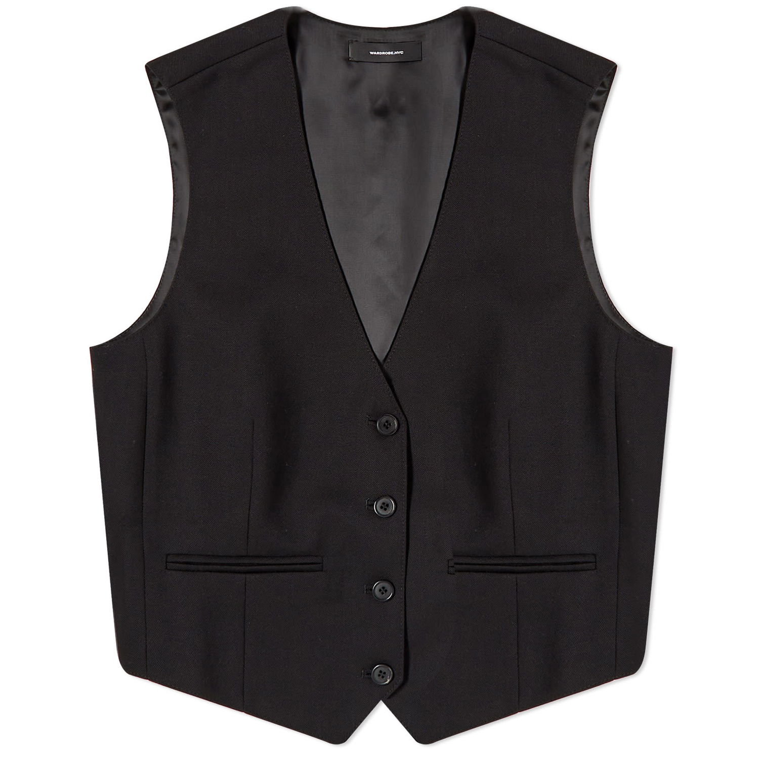 Frakker WARDROBE.NYC Button Front Waistcoat Sort | W1055R12-BLK, 0