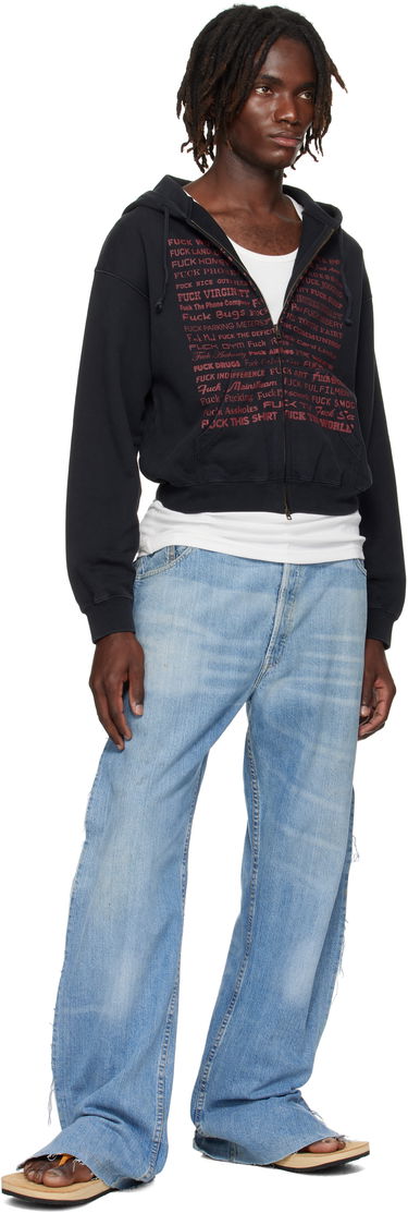 Sweatshirt VETEMENTS VETEMENTS 'Fuck' Fitted Zip-Up Hoodie Sort | UH76ZU660B, 3