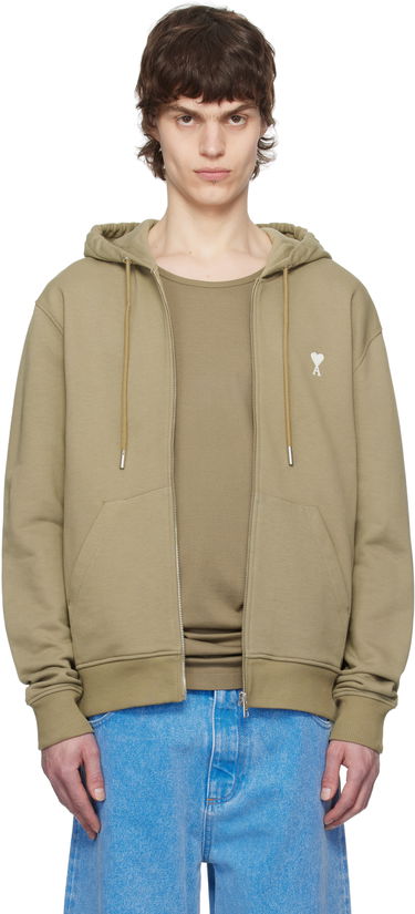 Sweatshirt AMI AMI Paris Ami de Coeur Zip-Up Hoodie Grøn | HSW460.730, 0