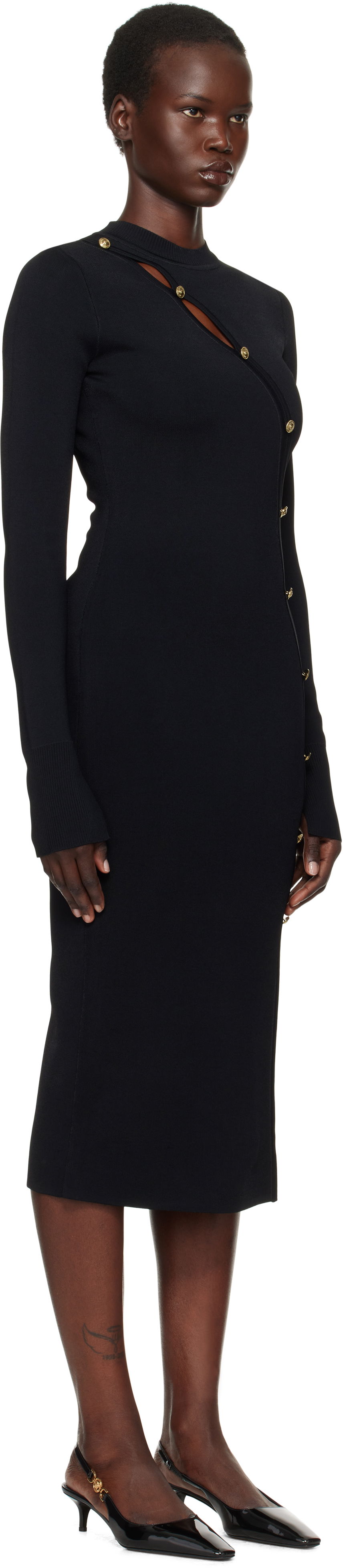Kjole Versace Cutout Jersey Midi Dress Sort | E77HAOMB3_ECM61H, 1