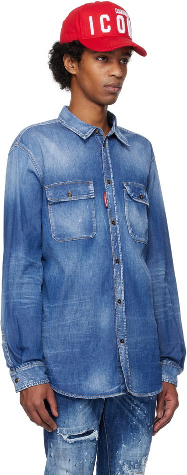 Skjorte DSQUARED2 Dsquared2 Dan Worker Pocket Denim Shirt Blå | S74DM0904_S30341, 1
