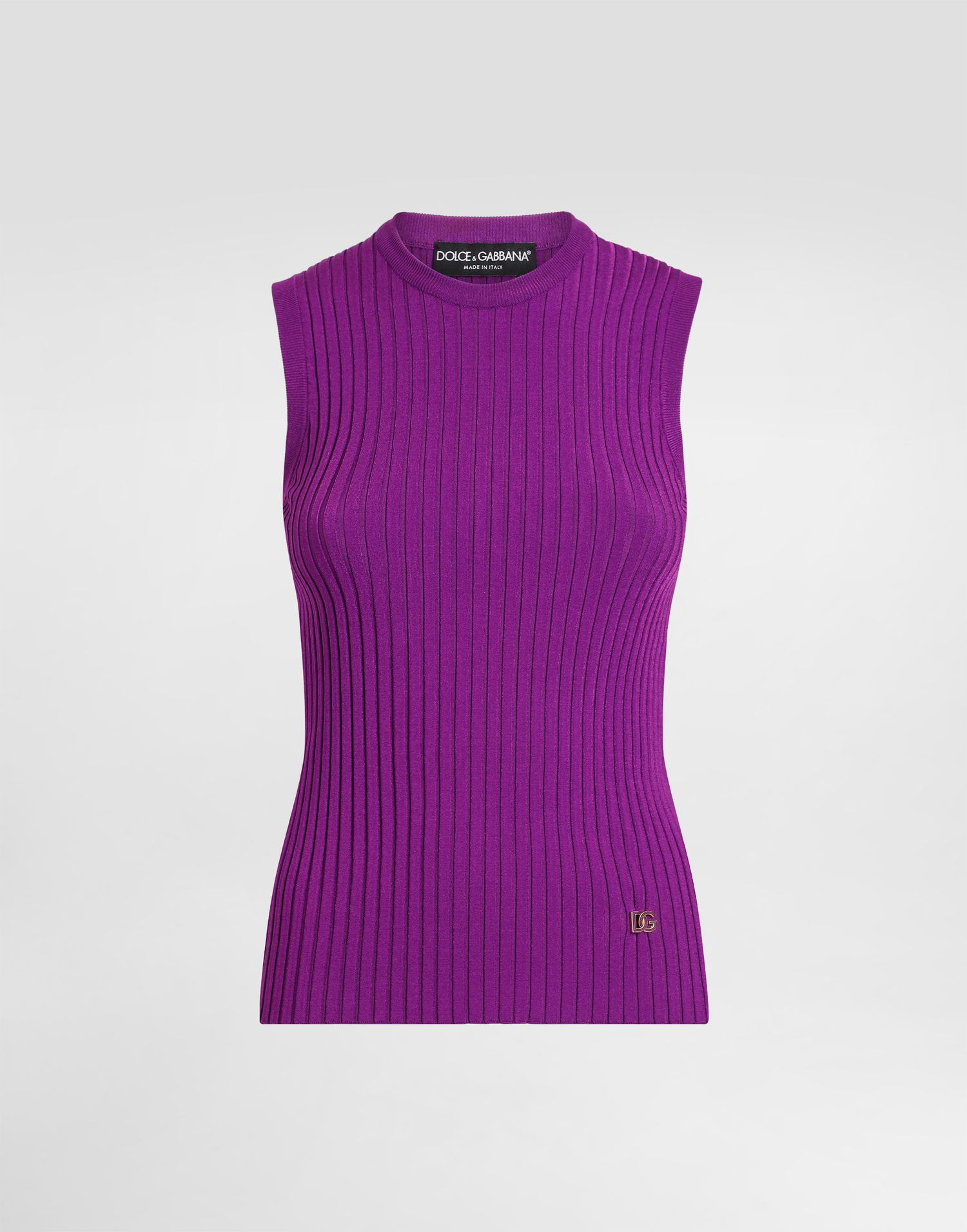 Tanktop Dolce & Gabbana Dolce & Gabbana Ribbed Knit Viscose Tank Top Lilla | FXT53TJFMZYF0373, 0