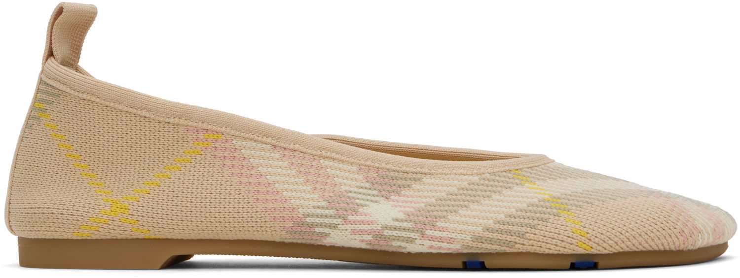 Tøj Burberry Burberry Check Knit Ballerina Flats Beige | 8101053, 0