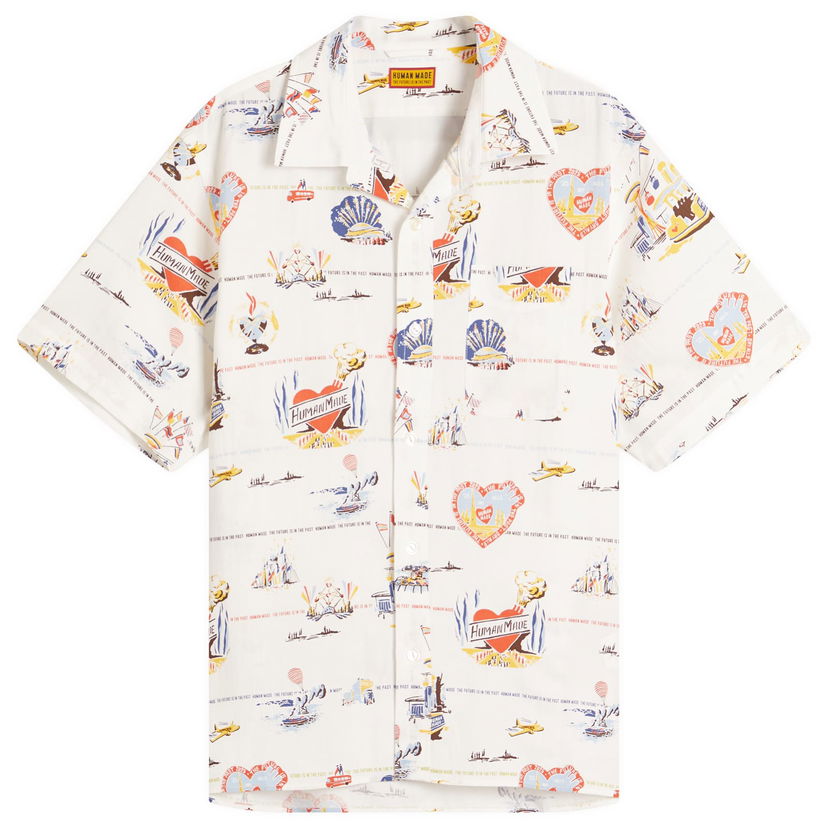Skjorte Human Made Printed Vacation Shirt, Size Large Hvid | HM29SH017-WHT