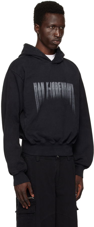 Sweatshirt Han Kjøbenhavn Han Kjobenhavn Faded Logo Hoodie Sort | M-134010, 1