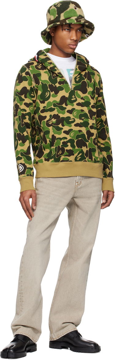 Sweatshirt BAPE A Bathing Ape ABC Camo Shark Half Zip Hoodie Grøn | 001PPK801010M, 3