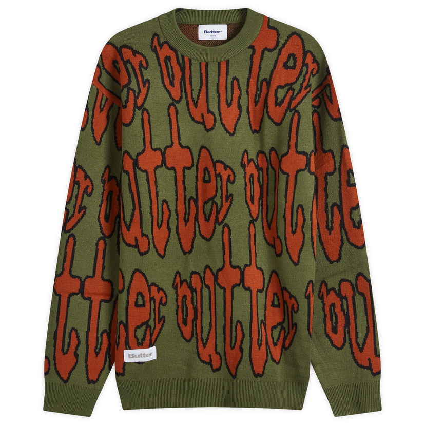 Sweater Butter Goods Green Knit Jumper with Graphic Print Grøn | BGQ4240083-FAT
