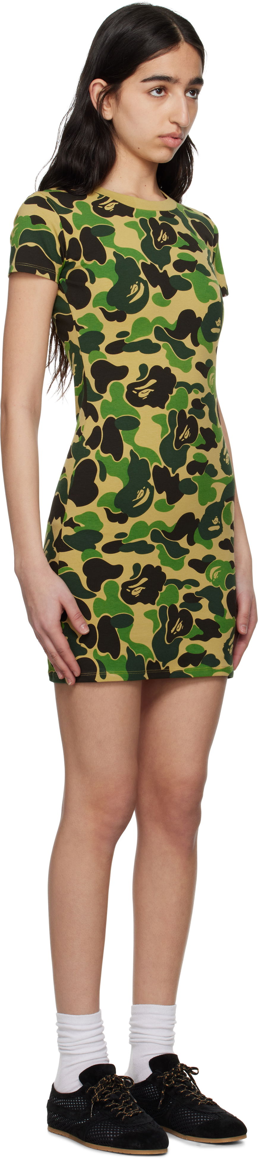 Kjole BAPE A Bathing Ape ABC Camo Jersey Minidress Grøn | 001OPL302001L, 1
