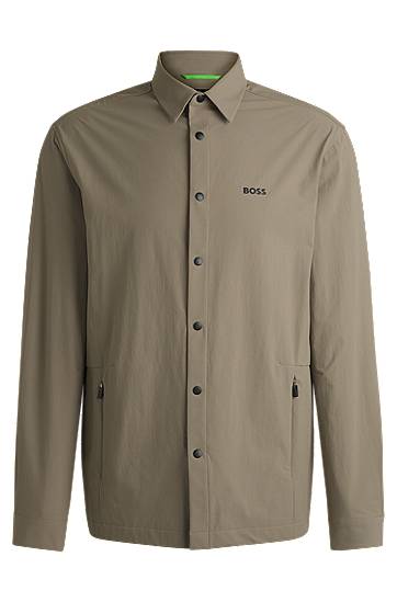 Skjorte BOSS BOSS Relaxed Fit Water-Repellent Stretch Overshirt Grøn | 50533265