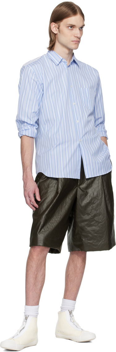 Skjorte Comme des Garçons Comme des Garçons Shirt Yarn Dyed Stripe Poplin Shirt Blå | FZ-B401-051, 4