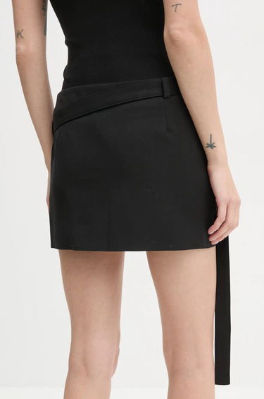 Nederdel HELIOT EMIL Wool Blend Mini Skirt with Belt Sort | AW24.W.12.041.BLK01, 2