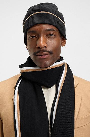 Beanie BOSS Hat and scarf gift set with stripe details Sort | 50551072, 1